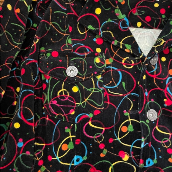 Vintage Christopher & Banks Stretch Splatter Corduroy Black Jacket Size Medium - Picture 3 of 8